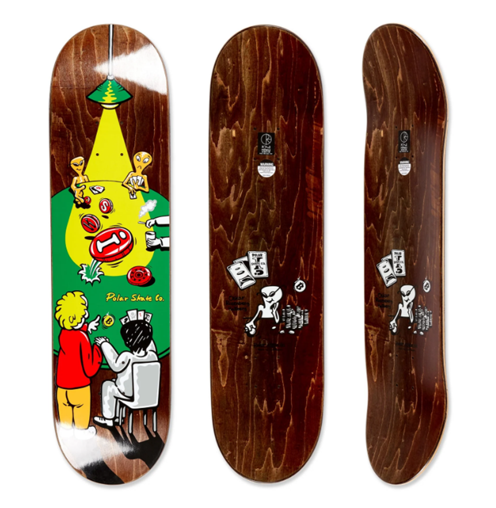 Polar Rozenberg Poker Face Skateboard Deck Black Green 8.125x14WB