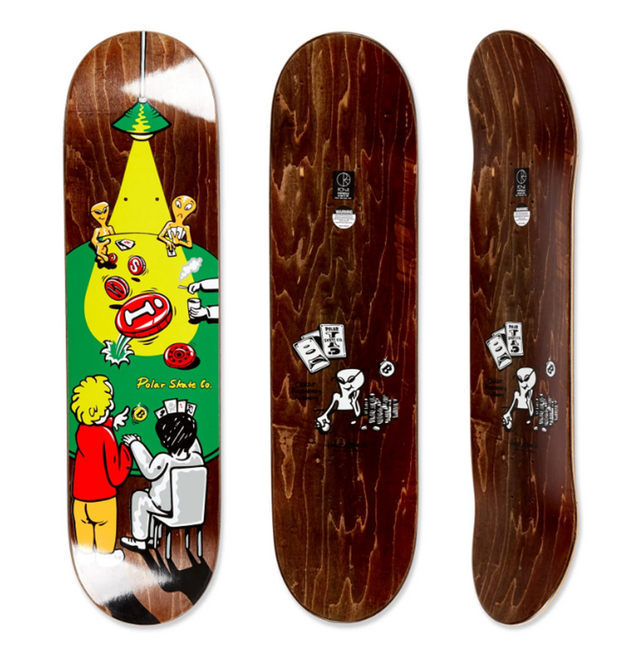 Polar Rozenberg Poker Face Skateboard Deck Black Green 8.125x14WB