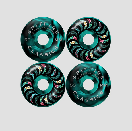 Spitfire F4 Team Floral Classics Wheels Blue Black Swirl 53/99a