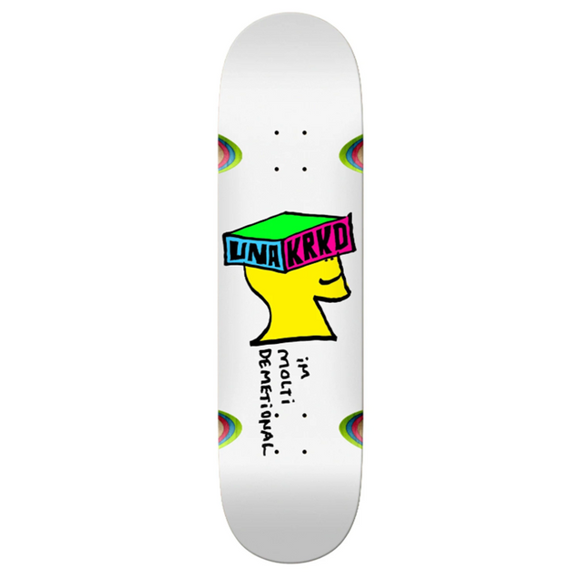 Krooked Una Molti Demet Skateboard Deck White 8.28x14.12WB