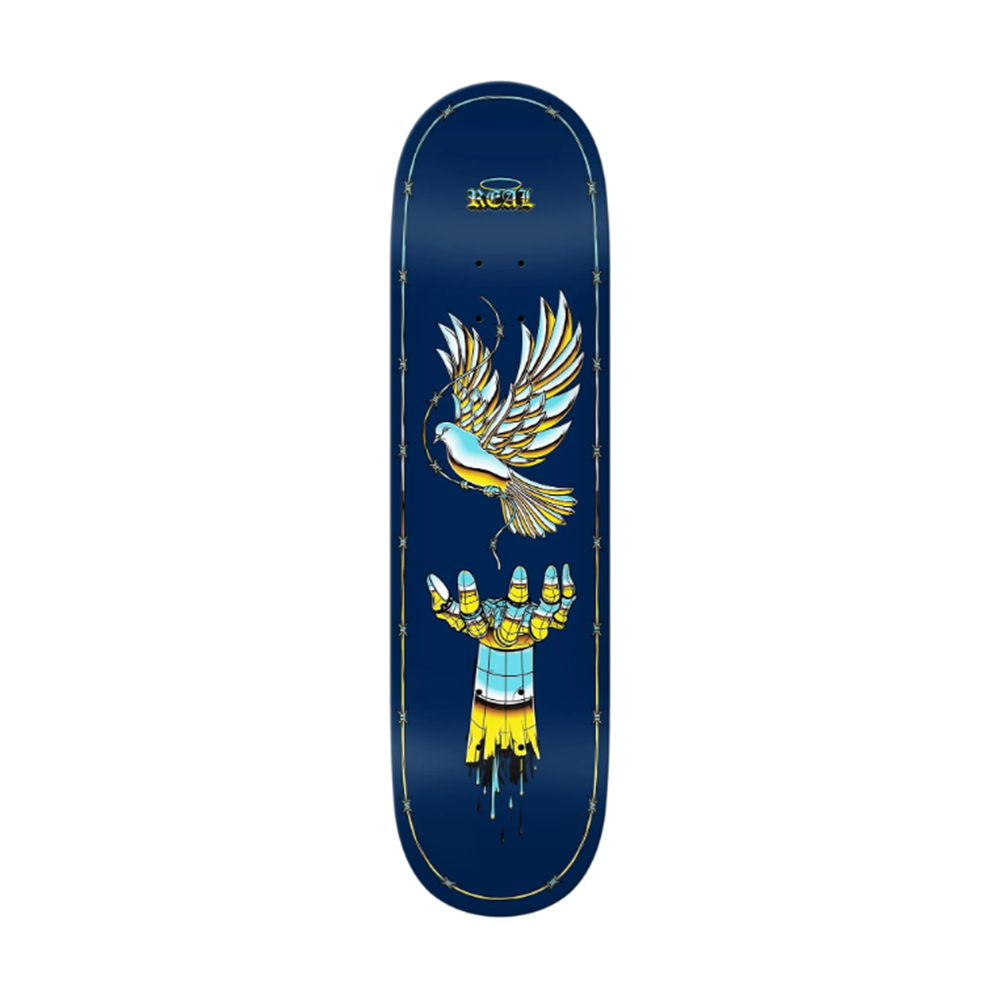 Real Team Synthetic Peace Skateboard Deck Navy 8.5x14.25WB