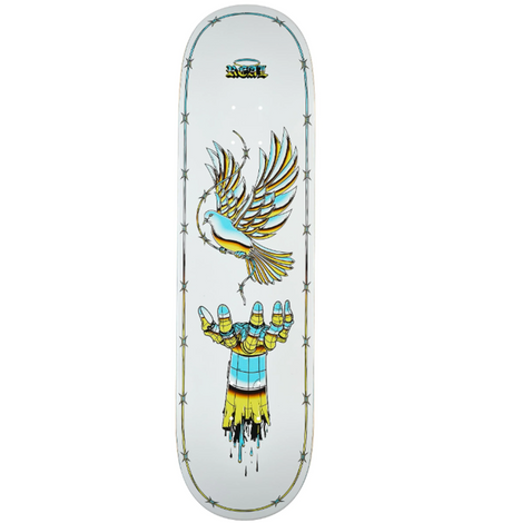 Real Team Synthetic Peace Skateboard Deck White 8.25x14.38WB