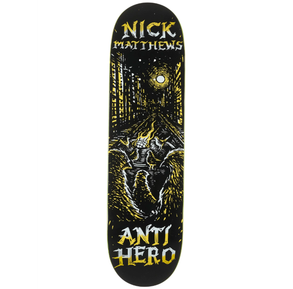 Anti Hero Matthews Fireside Skateboard Deck Black Yellow 8.5x14.38WB