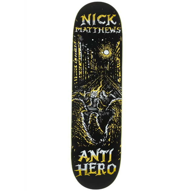 Anti Hero Matthews Fireside Skateboard Deck Black Yellow 8.5x14.38WB