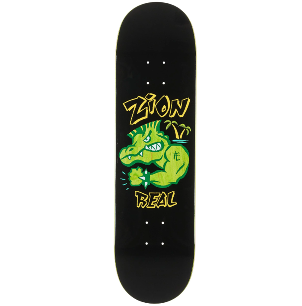 Real Zion Bad Gator Skateboard Deck Black Green 8.5x14.25WB