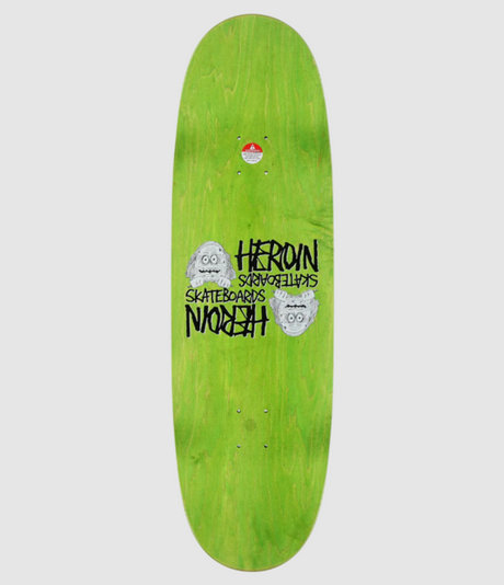 Heroin Auntie Razor Egg Skateboard Deck Green Stain 9.75x14.25WB