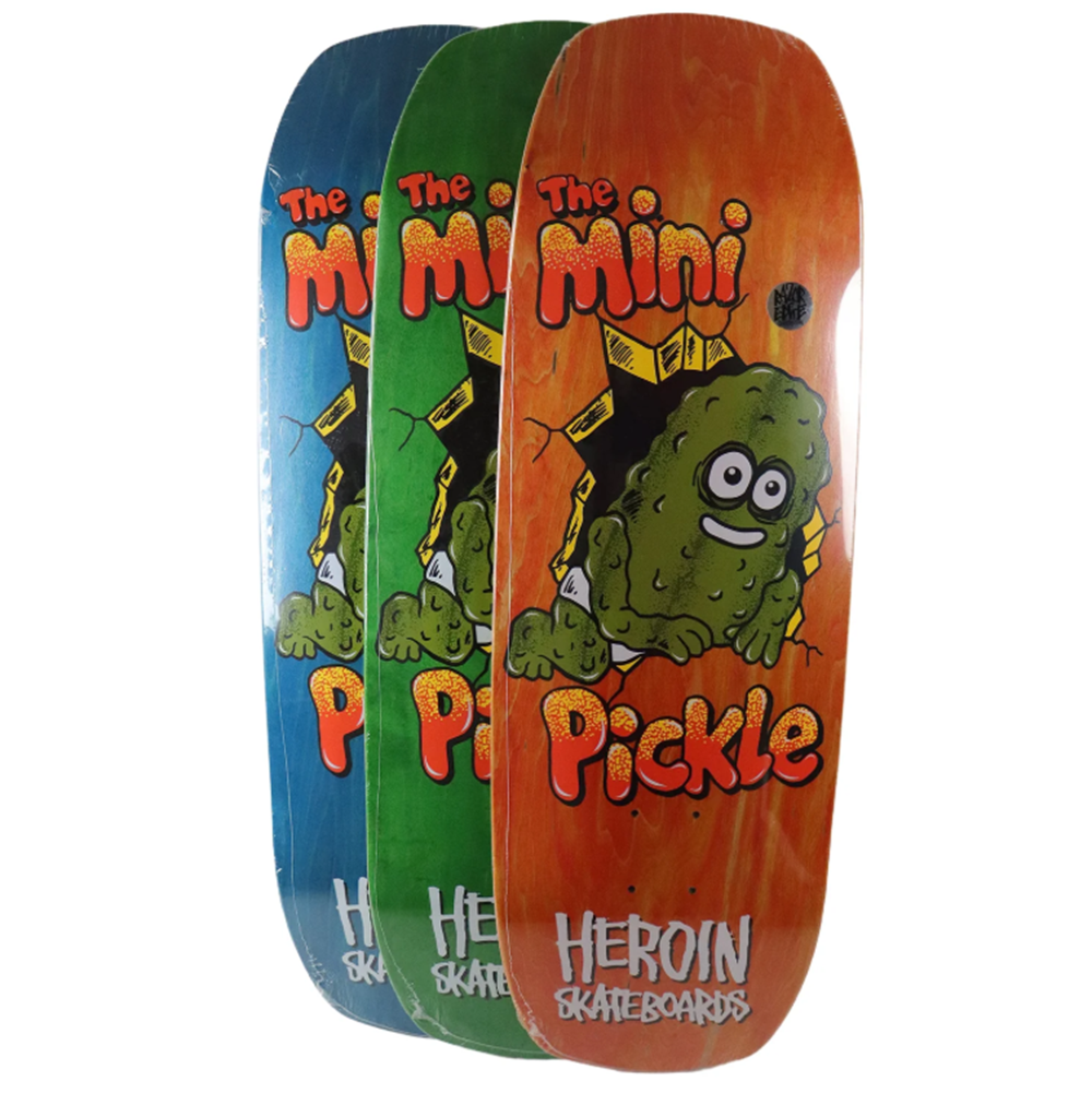 Heroin Mini Pickle Skateboard Deck Blue Green 9.5x30