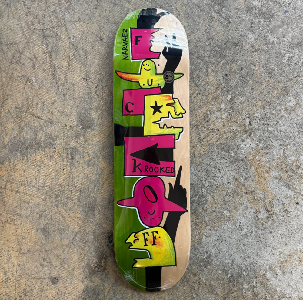 Krooked Narvaez F-Off Skateboard Deck Natural Green 8.38x14.5WB