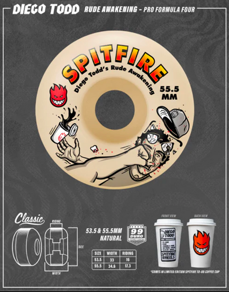 Spitfire F4 Diego Rude Awakening Wheels Natural 55.5/99d