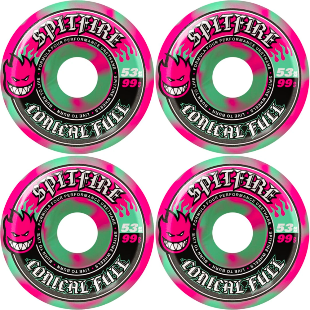 Spitfire F4 Conical Full Wheels Teal Pink Swirl 53/99d