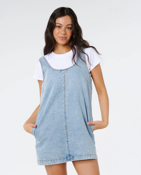Rip Curl Ellie Denim Mini Dress Vintage Blue S