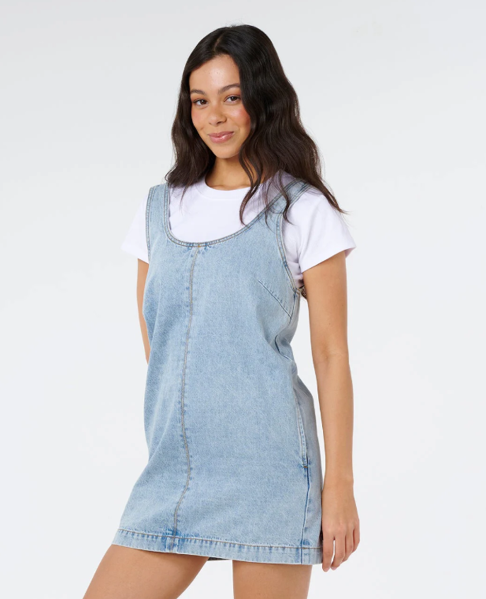 Rip Curl Ellie Denim Mini Dress Vintage Blue