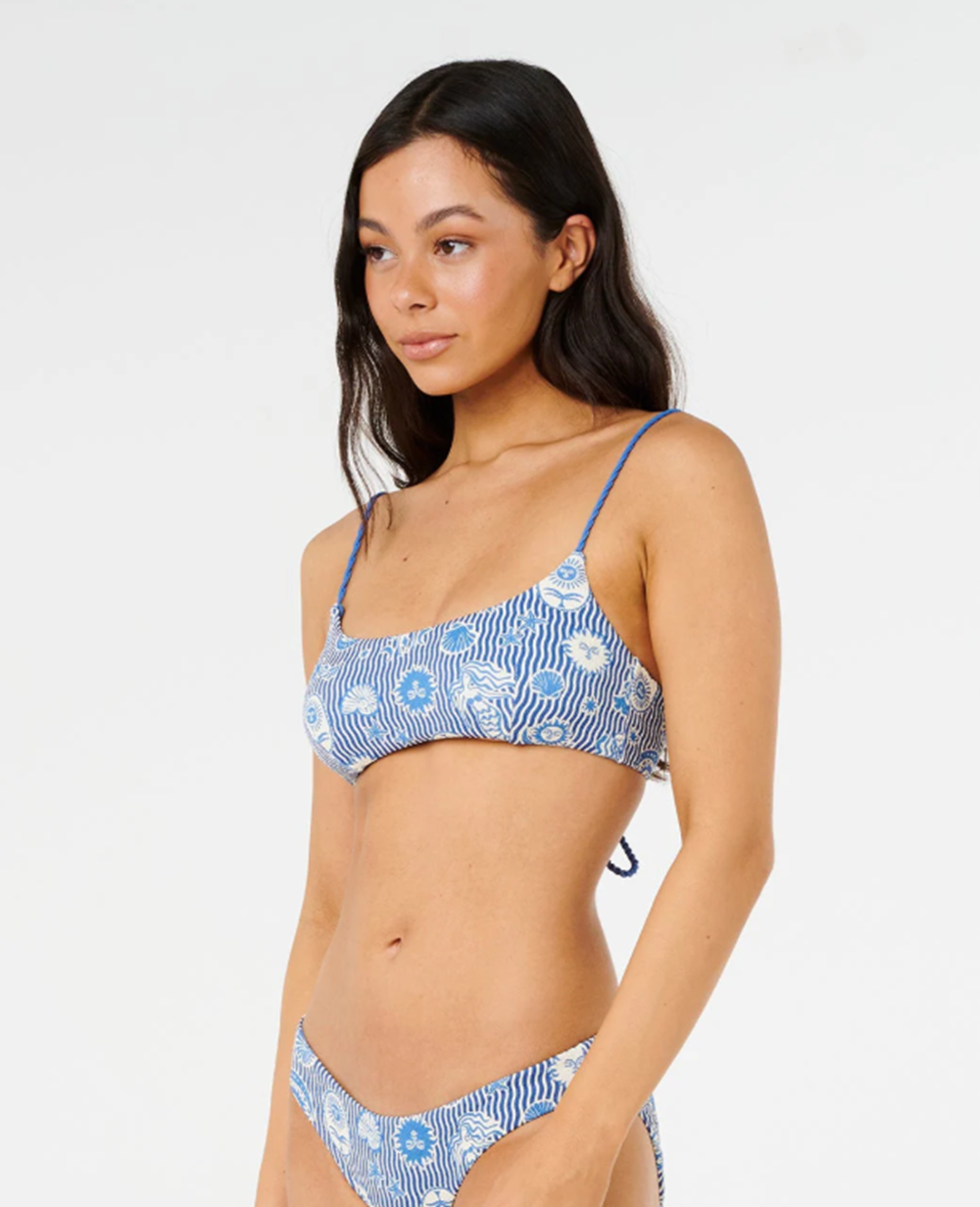 Rip Curl Catalina Waves Bralette Swim Top Vintage Blue