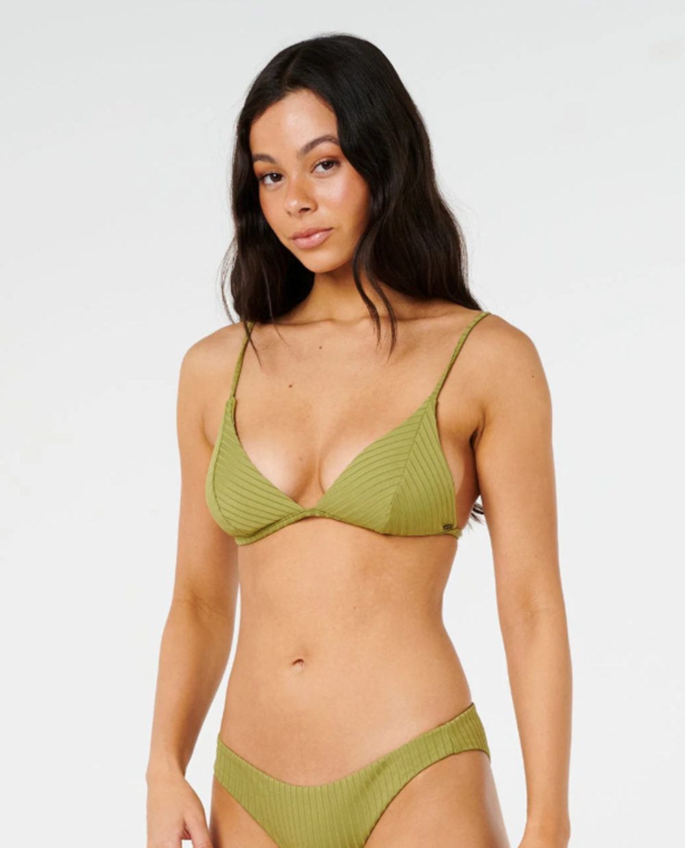 Rip Curl Premium Surf Banded Fixed Tri Swim Top Green Olive