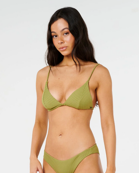 Rip Curl Premium Surf Banded Fixed Tri Swim Top Green Olive