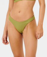 Rip Curl Premium Surf High Leg Skimpy Swim Bottoms Green Olive