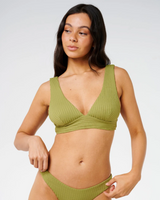 Rip Curl Premium Surf High Leg Skimpy Swim Bottoms Green Olive