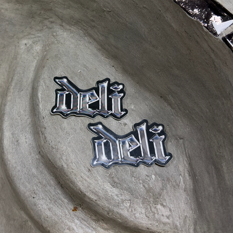 Delidecks Bling Logo Sticker Black Grey 1.25in (2pack)