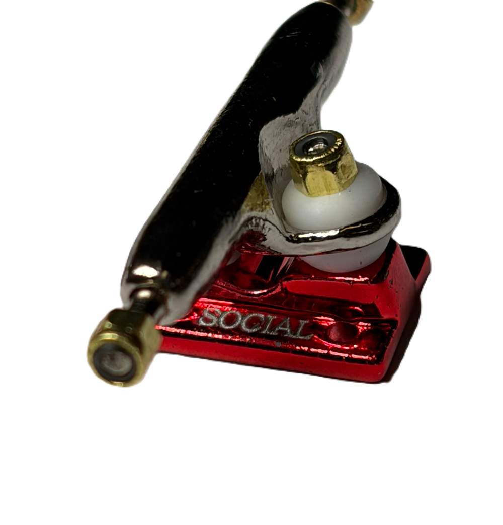 Social Team Pro Fingerboard Trucks Red Chrome 34mm