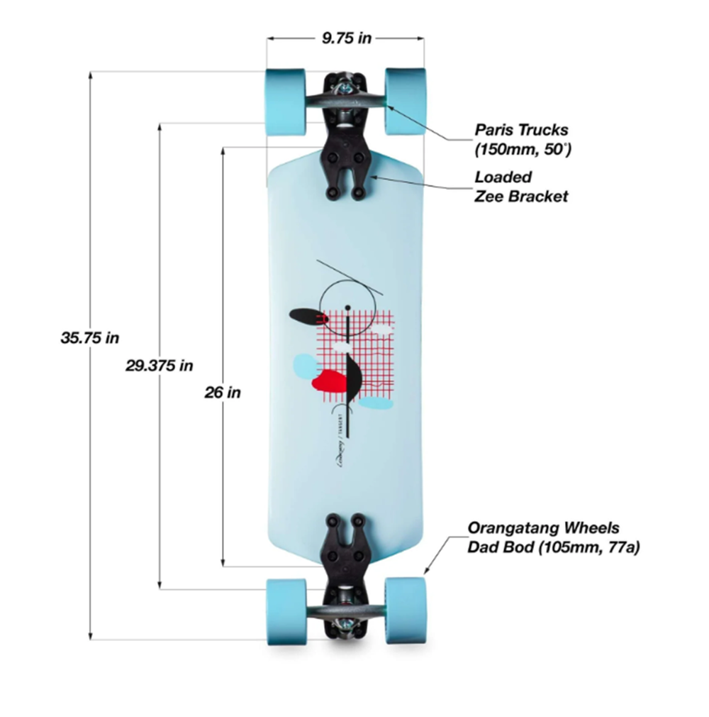 Loaded Tangent Skateboard Complete Dad Bod Blue 35.75 x 9.75