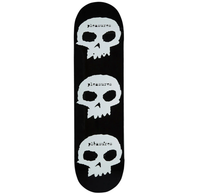 Zero Pleasures Skulls Skateboard Deck Black White 8.25x14.25WB