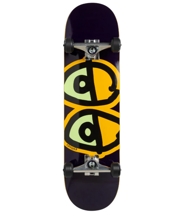 Krooked Glow Eyes Skateboard Complete Midnight Orange 8.25x14.38WB