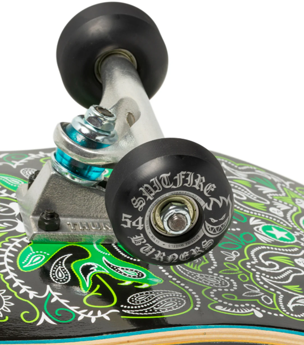 Real Bandana Skateboard Complete Black Green 8.06x14.38WB