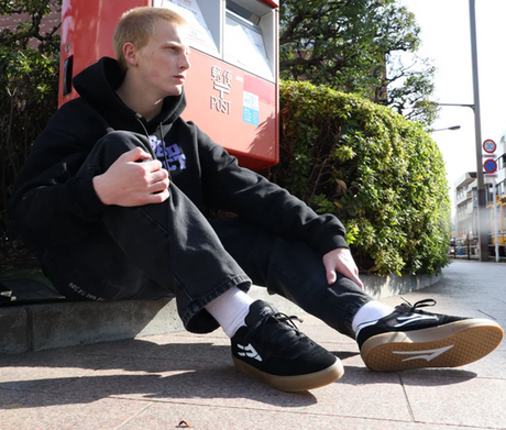 Lakai Cambridge Suede Shoes Black White Gum