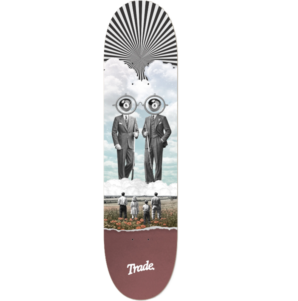 Trade Distractions Skateboard Deck White Natural 8.25x14.3WB