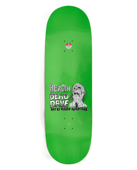 Heroin DeadDave Dave Head Skateboard Deck Green Dipped 10x14.25WB