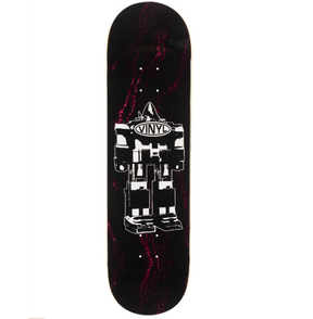 Vinyl Robot Marble Skateboard Deck Black White 8.38x14.25WB