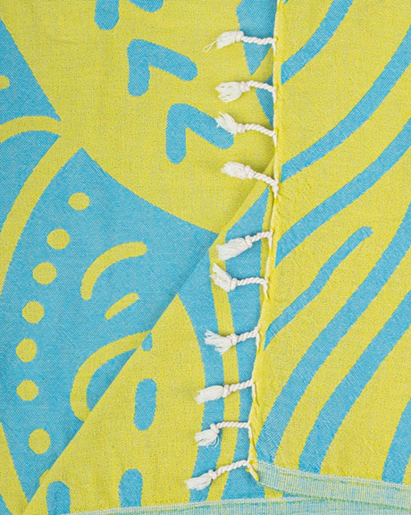 Sand Cloud Discovery Tiger Shark Towel Blue Yellow Large