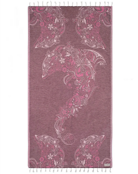Sand Cloud Floral Dolphins Towel Fig Regular