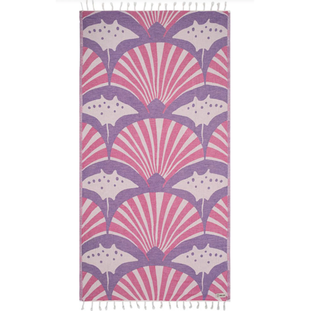 Sand Cloud Geo Manta Rays Towel Magenta Regular