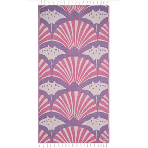 Sand Cloud Geo Manta Rays Towel Magenta Regular