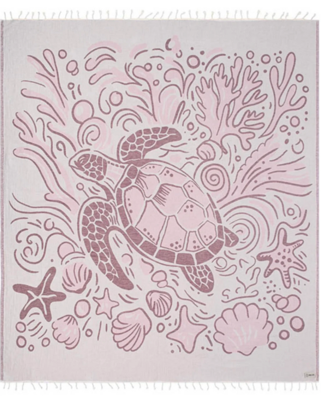 Sand Cloud Coral Turtle Towel Natural XLarge
