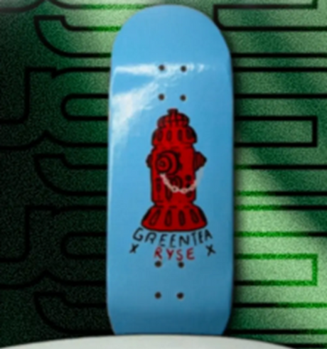 RYSE Green Tea Pro Fire Hydrant Fingerboard Deck Blue 32mm OG Midgard
