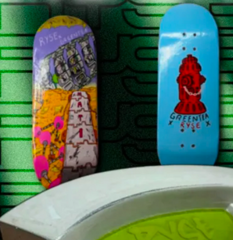 RYSE Green Tea Pro Mati Abstract Fingerboard Deck Purple Orange 29mm OG Midgard