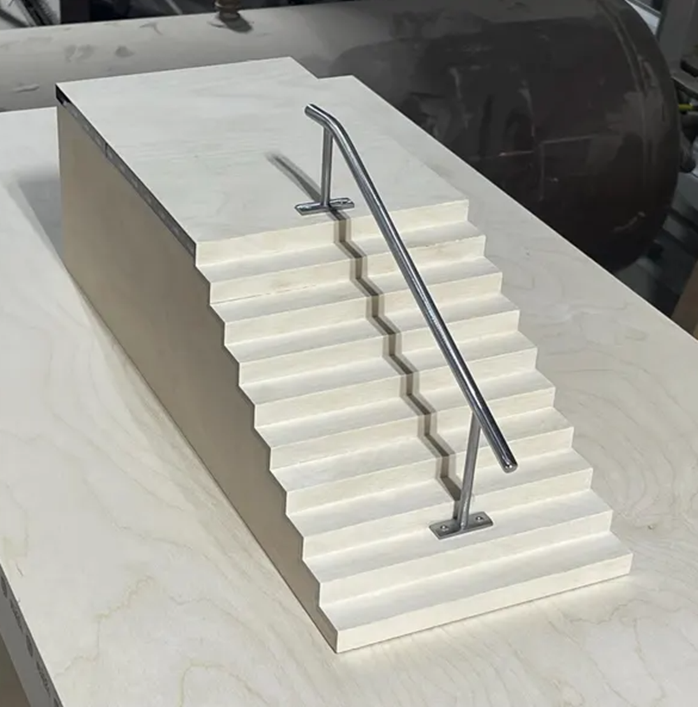 USAFBL 10 Stair and Rail Combo Fingerboard Ramp Natural 21x8x6
