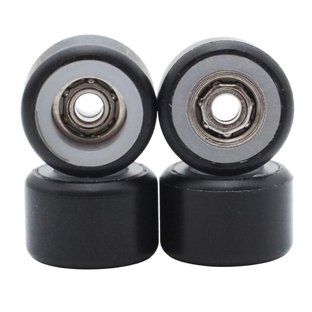 Flatface V1 Dual Bearing Fingerboard Wheels Black White (Inc 2 Bearings)
