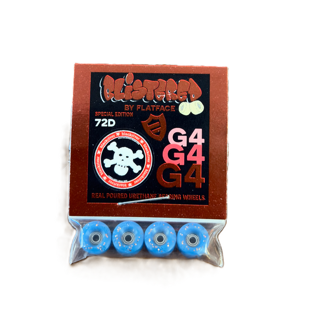 Flatface Blistered Blackriver Fingerboard Wheels Urethane Blue Glitter 72d Ultra G4