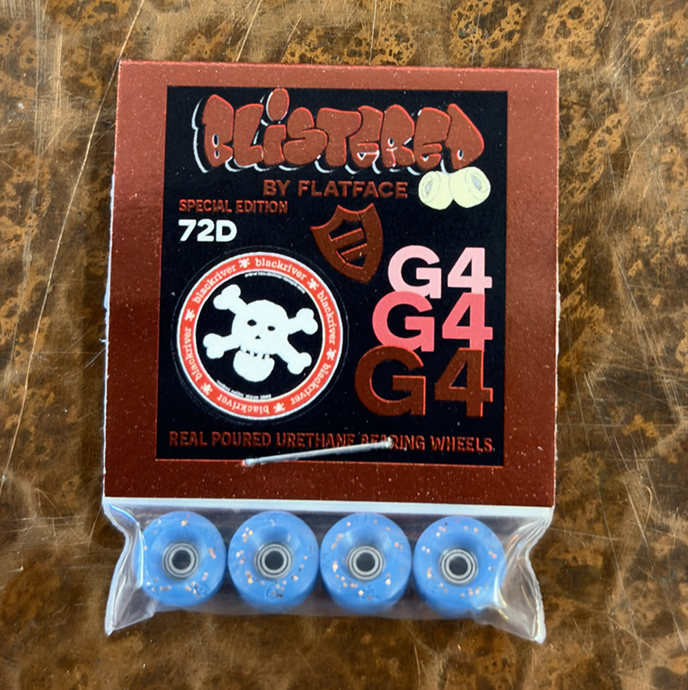 Flatface Blistered Blackriver Fingerboard Wheels Urethane Blue Glitter 72d Ultra G4