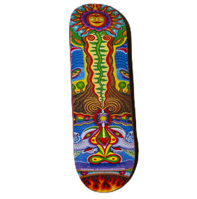 Flatface G15.12 Fingerboard Deck Nature Communicating Yellow Blue 29mm Real Wear