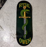 RYSE Owen Pro Sword Snake Fingerboard Deck Green Yellow 36mm OG Kona