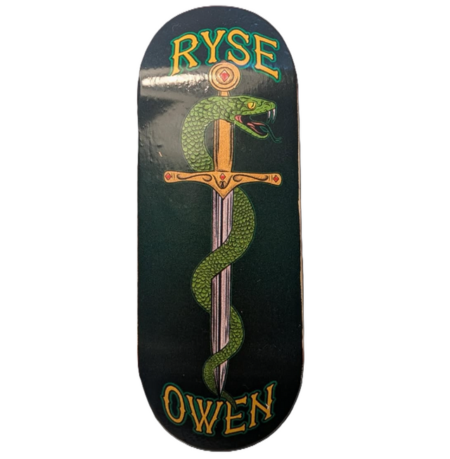 RYSE Owen Pro Sword Snake Fingerboard Deck Green Yellow 34mm OG Midgard