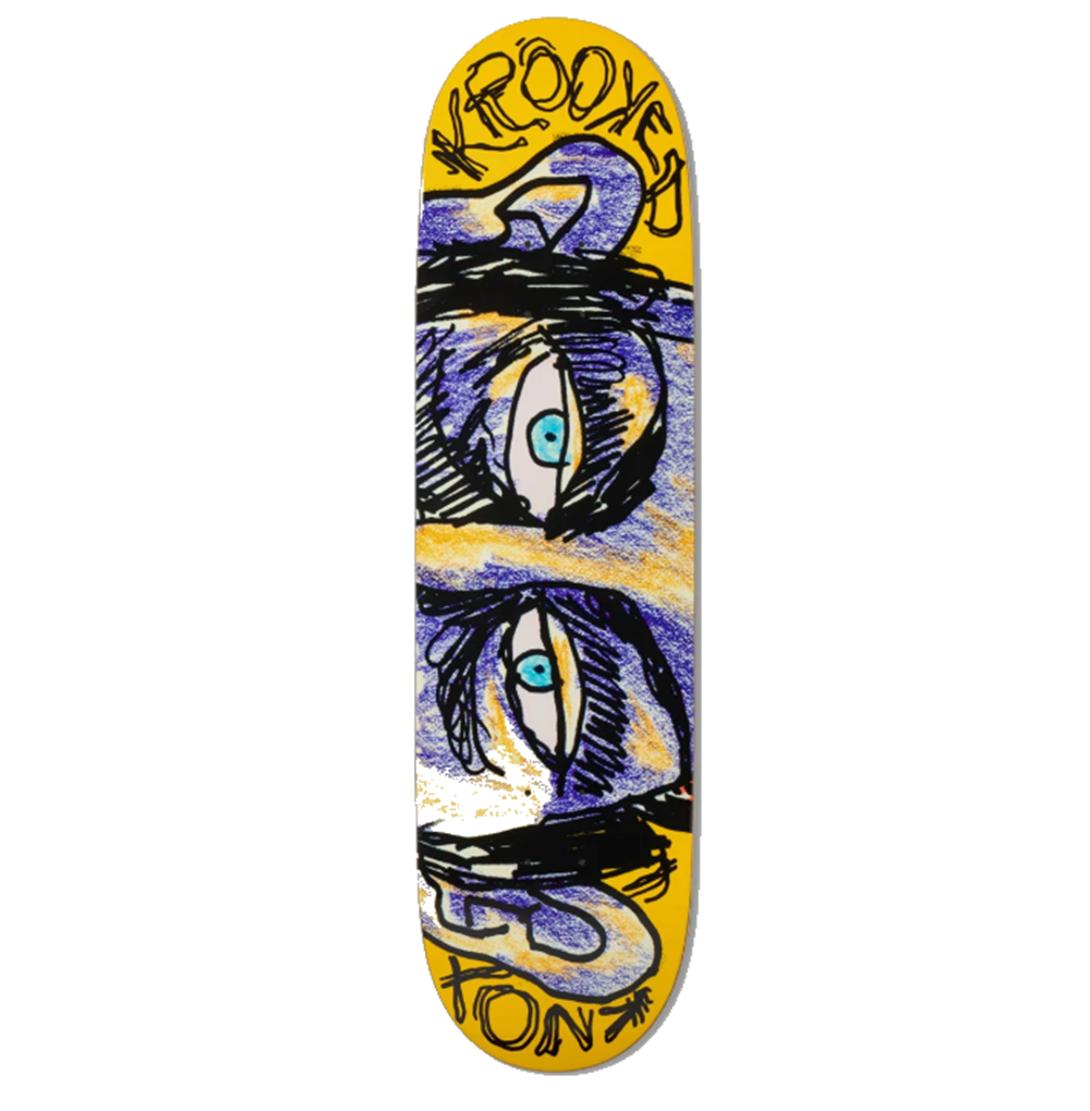 Krooked Knox Watcher Skateboard Deck Yellow Purple 8.5x14.3WB