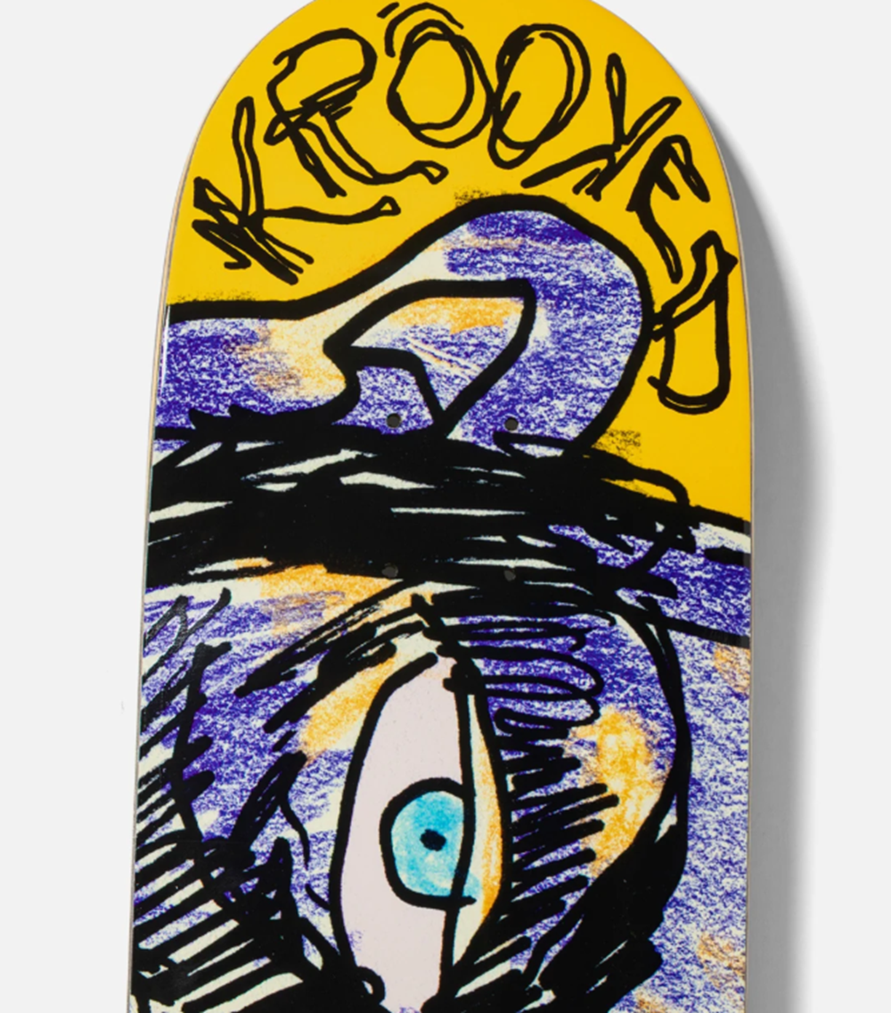 Krooked Knox Watcher Skateboard Deck Yellow Purple 8.5x14.3WB