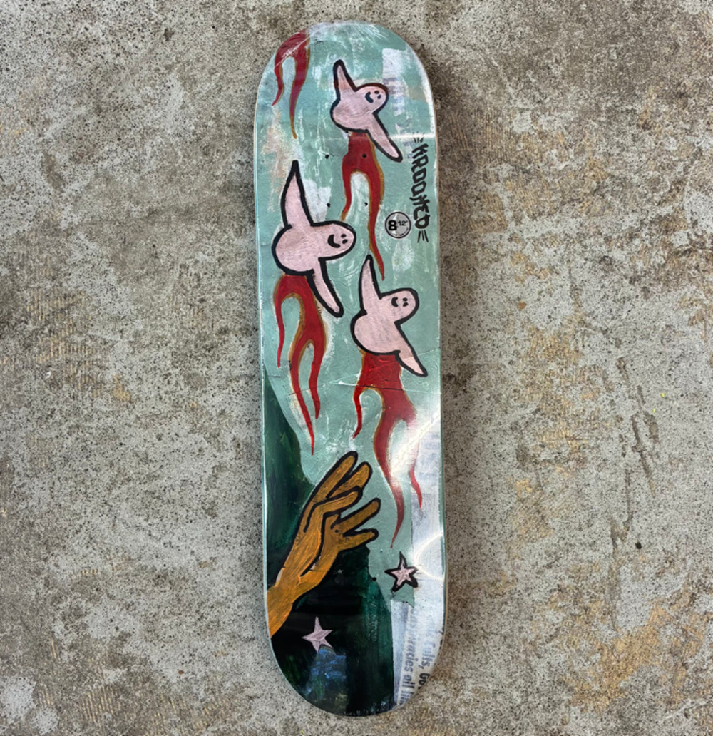 Krooked Firebirds Skateboard Deck Teal 8.12x14.25WB