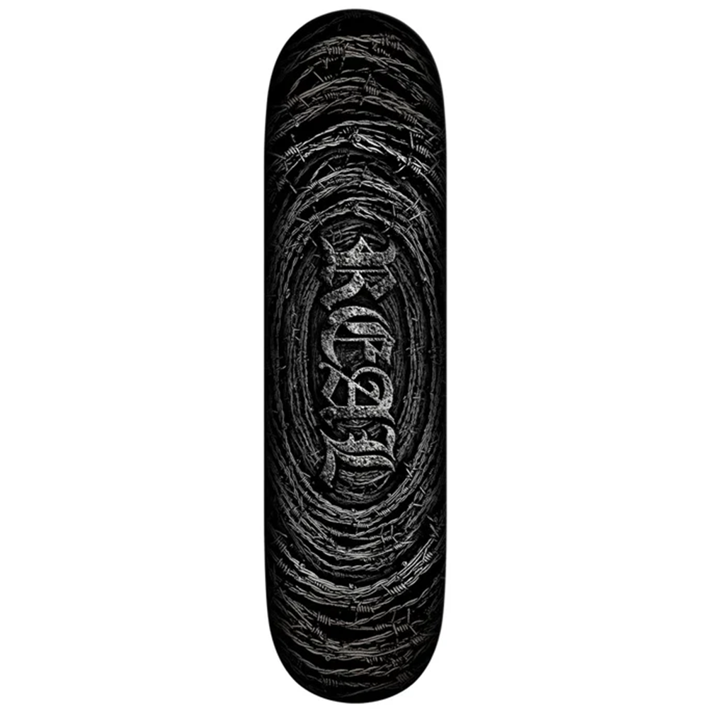 Real Barbed Wire Oval Skateboard Deck Black Silver 8.12x14.25Wb