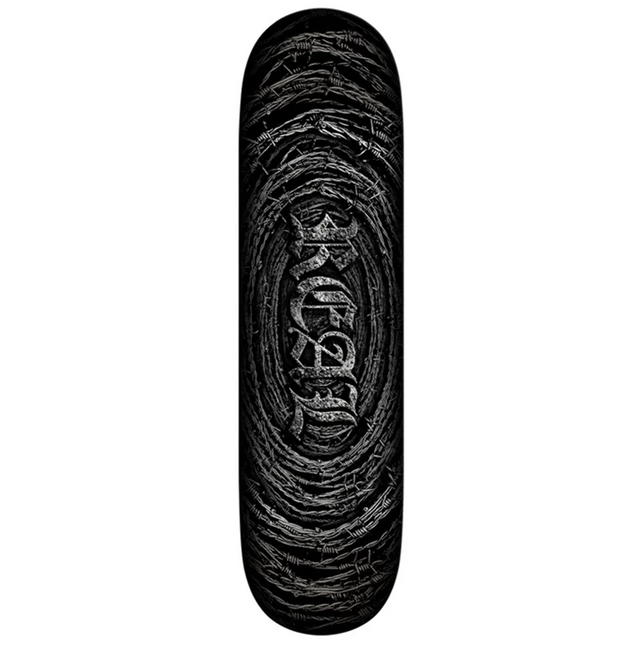 Real Barbed Wire Oval Skateboard Deck Black Silver 8.12x14.25Wb
